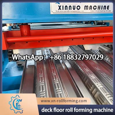 Steel floor deck machine for composite building flooring systems