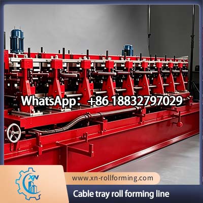 High speed cable tray roll forming machine with hydraulic punching system