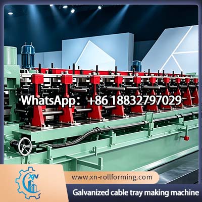 High speed cable tray manufacturing machine with hydraulic punching system